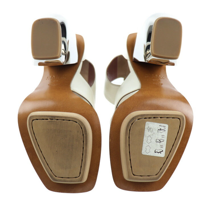 超美品 BALLY バリー ベルトサンダル サンダル - 表記サイズ 35 1/2 カーフ アイボリー ゴールド金具 チャンキーヒール 参考サイズ 22.5cm