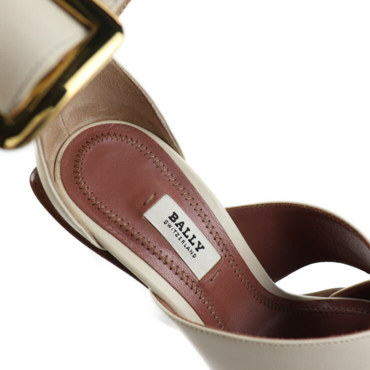 超美品 BALLY バリー ベルトサンダル サンダル - 表記サイズ 35 1/2 カーフ アイボリー ゴールド金具 チャンキーヒール 参考サイズ 22.5cm