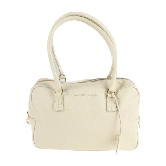 超美品 ADMJ エーディーエムジェイ ミニボストン ハンドバッグ レザー アイボリー系 ゴールド金具 ショルダーバッグ 鍵付き