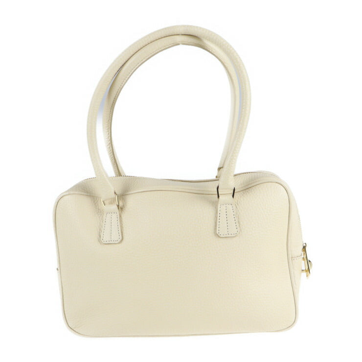 超美品 ADMJ エーディーエムジェイ ミニボストン ハンドバッグ レザー アイボリー系 ゴールド金具 ショルダーバッグ 鍵付き