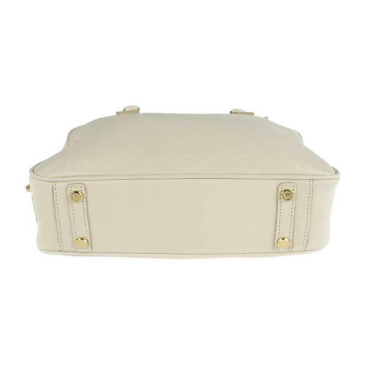 超美品 ADMJ エーディーエムジェイ ミニボストン ハンドバッグ レザー アイボリー系 ゴールド金具 ショルダーバッグ 鍵付き