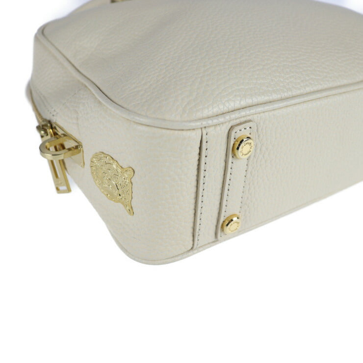 超美品 ADMJ エーディーエムジェイ ミニボストン ハンドバッグ レザー アイボリー系 ゴールド金具 ショルダーバッグ 鍵付き