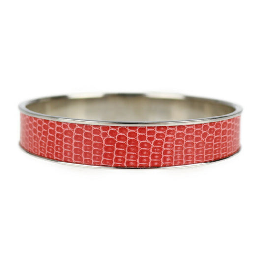 Very good condition HERMES Kawaii Bangle - Size S, Lizard, Metal, Pink Red, Silver
