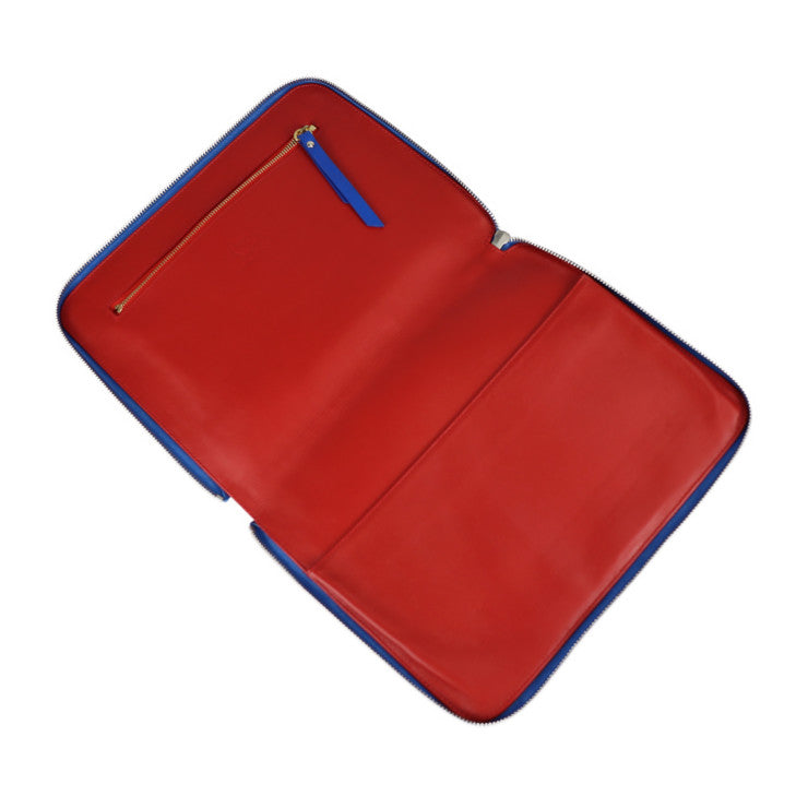 Christian Louboutin クリスチャンルブタン iPadケース セカンドバッグ 3120247 レザー ブルー リストレット ラウンドファスナー クラッチバッグ スパイクスタッズ