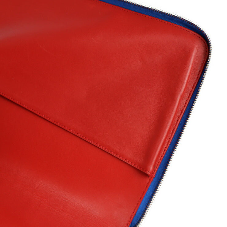 Christian Louboutin クリスチャンルブタン iPadケース セカンドバッグ 3120247 レザー ブルー リストレット ラウンドファスナー クラッチバッグ スパイクスタッズ