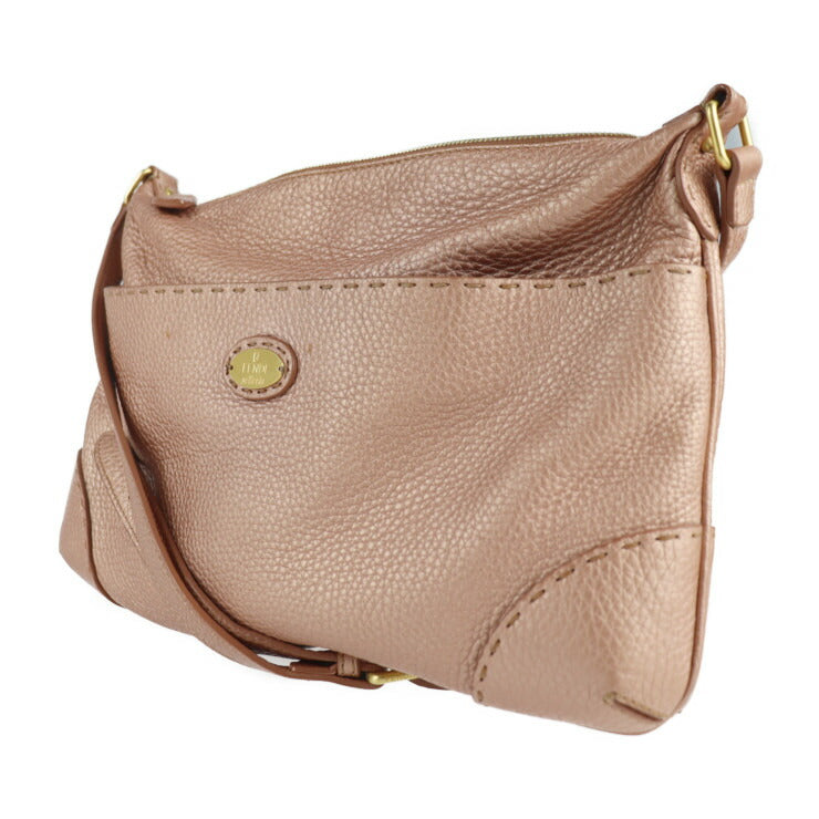 美品 FENDI フェンディ セレリア ショルダーバッグ 8BT194 レザー メタリックピンク系 メッセンジャーバッグ