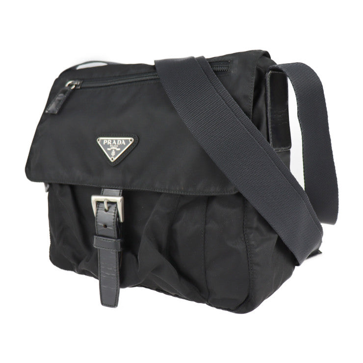 PRADA プラダ VELA ヴェラ ショルダーバッグ B8994 ナイロン レザー ブラック シルバー金具 三角ロゴプレート トライアングルロゴ