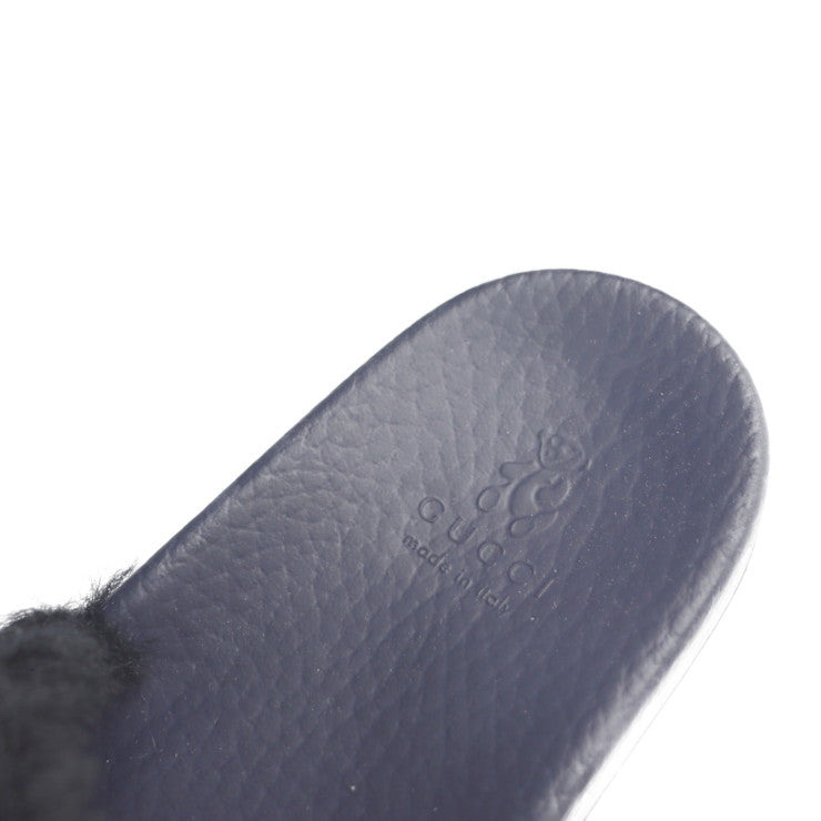 新品未使用展示品 GUCCI グッチ ホースビット サンダル 526176 ＃30 フェイクファー ラバー ネイビー 黒 赤 白 ゴールド金具 参考サイズ19cm キッズ