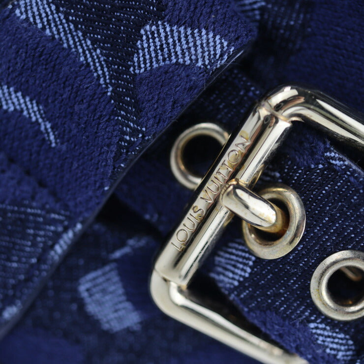 超美品 LOUIS VUITTON ルイ ヴィトン シューズ ブーツ - 表記サイズ 34 デニム ネイビー ハーフブーツ レオパード 豹柄 参考サイズ 21.5cm ビトン ベルト