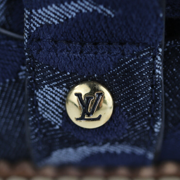 超美品 LOUIS VUITTON ルイ ヴィトン シューズ ブーツ - 表記サイズ 34 デニム ネイビー ハーフブーツ レオパード 豹柄 参考サイズ 21.5cm ビトン ベルト