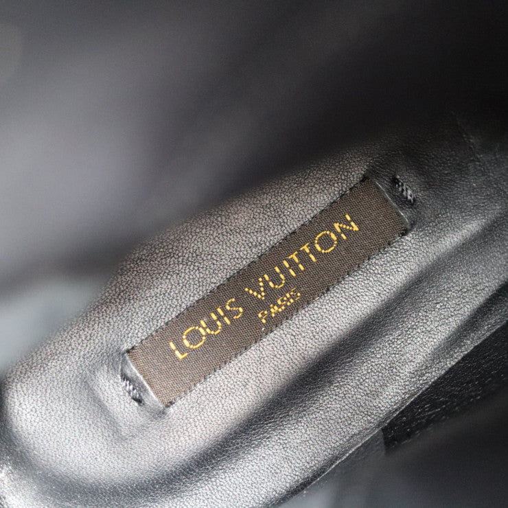 超美品 LOUIS VUITTON ルイ ヴィトン シューズ ブーツ - 表記サイズ 34 デニム ネイビー ハーフブーツ レオパード 豹柄 参考サイズ 21.5cm ビトン ベルト