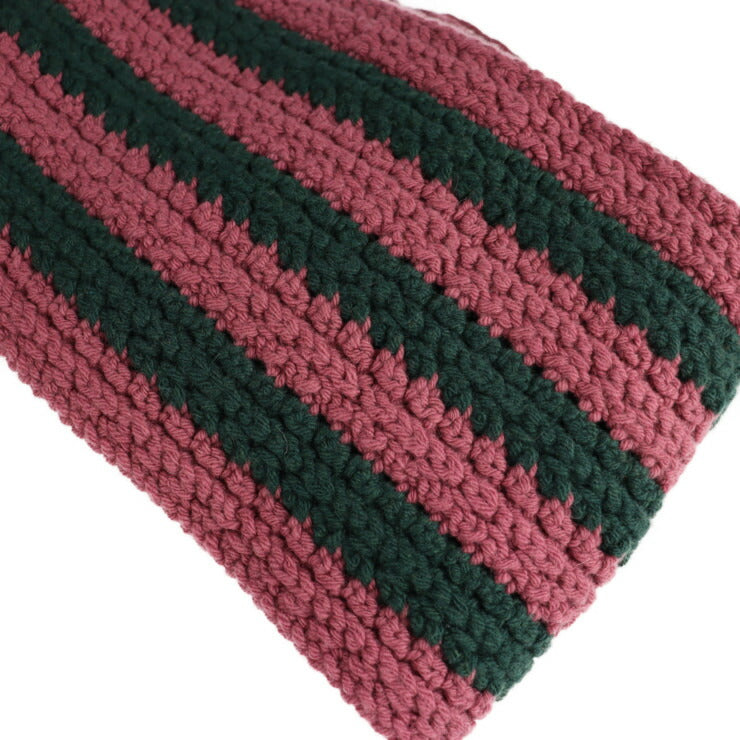 新古未使用展示品 GUCCI グッチ マフラー 486216 ウール カシミヤ ナイロン ピンク系 グリーン ケーブル編み ストライプ ロング フリンジ