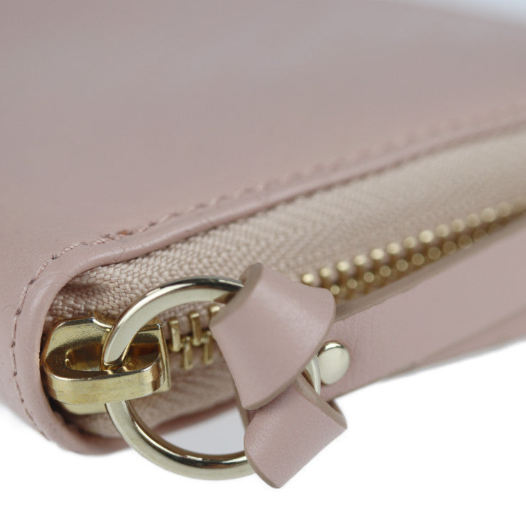 新古未使用展示品 JIMMY CHOO ジミーチュウ PIPPA OLEL ピッパ ロングウォレット 長財布 J000117254001 ロゴ型押し エンボスレザー パウダーピンク ゴールド金具 ラウンドファスナー