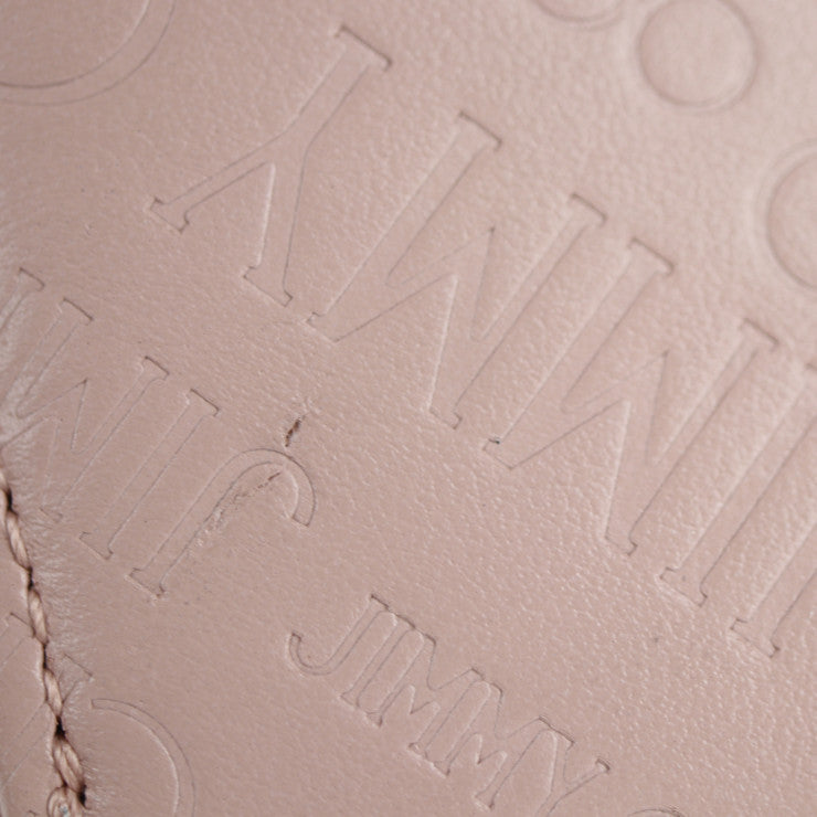 新古未使用展示品 JIMMY CHOO ジミーチュウ PIPPA OLEL ピッパ ロングウォレット 長財布 J000117254001 ロゴ型押し エンボスレザー パウダーピンク ゴールド金具 ラウンドジップ