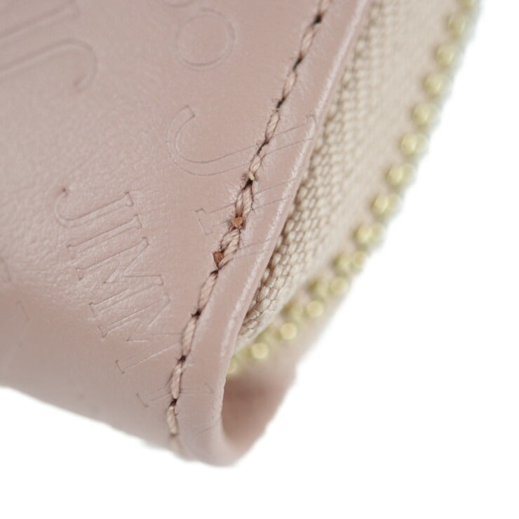 新古未使用展示品 JIMMY CHOO ジミーチュウ PIPPA OLEL ピッパ ロングウォレット 長財布 J000117254001 ロゴ型押し エンボスレザー パウダーピンク ゴールド金具 ラウンドジップ