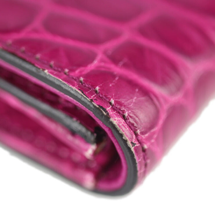 美品 GUCCI グッチ バッグ クラッチバッグ 240250 クロコ型押しレザー パープル系 シルバー金具 イブニングバッグ