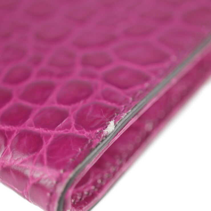 美品 GUCCI グッチ バッグ クラッチバッグ 240250 クロコ型押しレザー パープル系 シルバー金具 イブニングバッグ