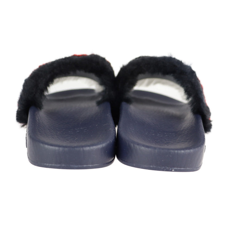 新品未使用展示品 GUCCI グッチ ホースビット サンダル 526176 ＃29 ラバー フェイクファー トリコロール ゴールド金具 子供用 参考サイズ18.5cm