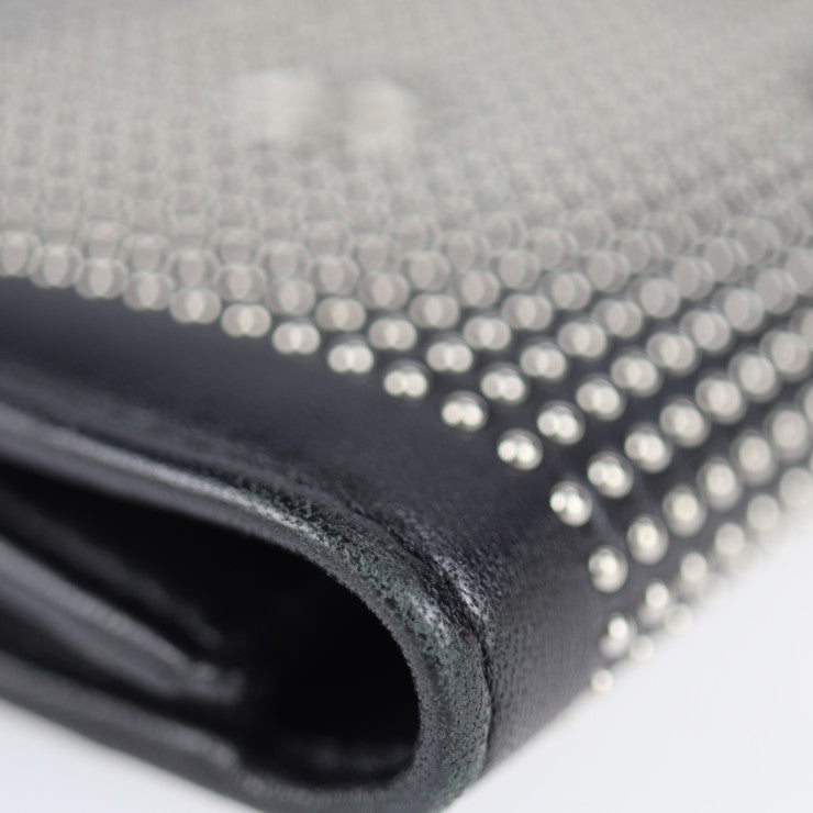 美品 JIMMY CHOO ジミーチュウ バッグ クラッチバッグ レザー ブラック シルバー金具 スタースタッズ パーティーバッグ ポーチ フラップ