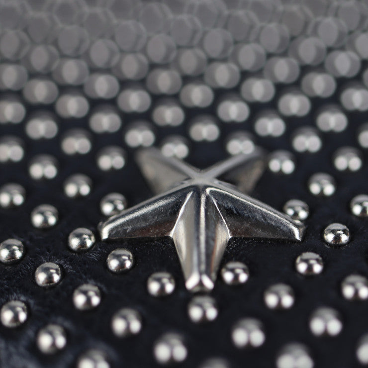 美品 JIMMY CHOO ジミーチュウ バッグ クラッチバッグ レザー ブラック シルバー金具 スタースタッズ パーティーバッグ ポーチ フラップ