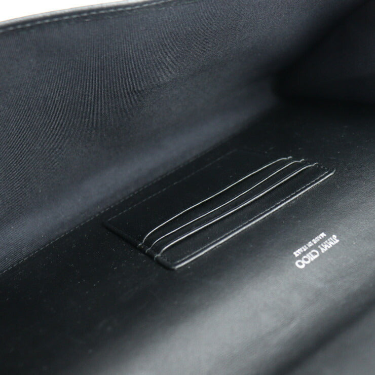 美品 JIMMY CHOO ジミーチュウ バッグ クラッチバッグ レザー ブラック シルバー金具 スタースタッズ パーティーバッグ ポーチ フラップ