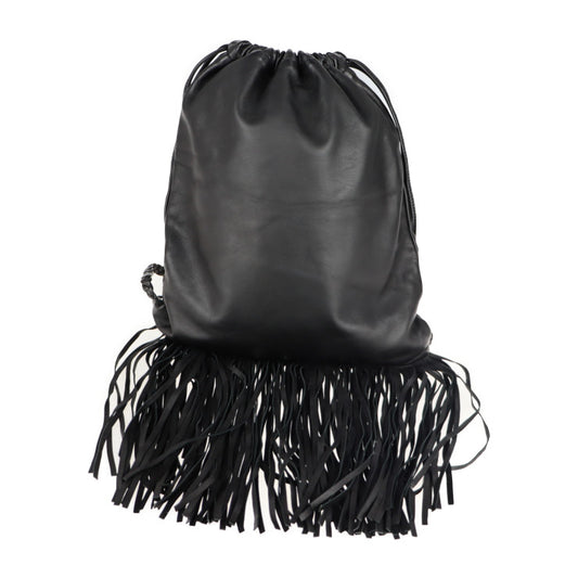 超美品 RED VALENTINO レッドヴァレンティノ バックパック リュック・デイパック レザー ブラック フリンジ 巾着型 ショルダーバッグ