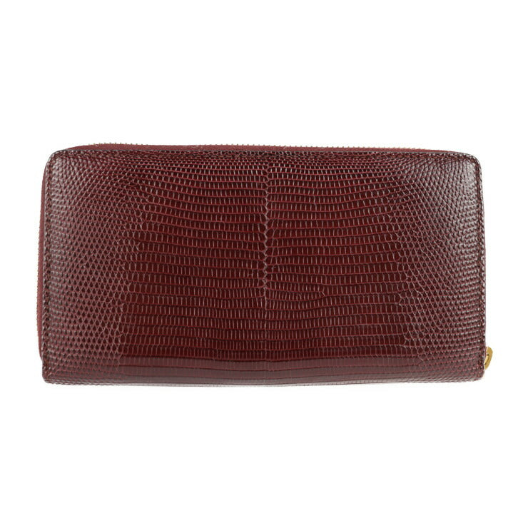 超美品 GUCCI グッチ ズゥミ 長財布 570661 リザード ボルドー レッド系 ロングウォレット ラウンドファスナー ジップアラウンド シルバー ゴールド金具