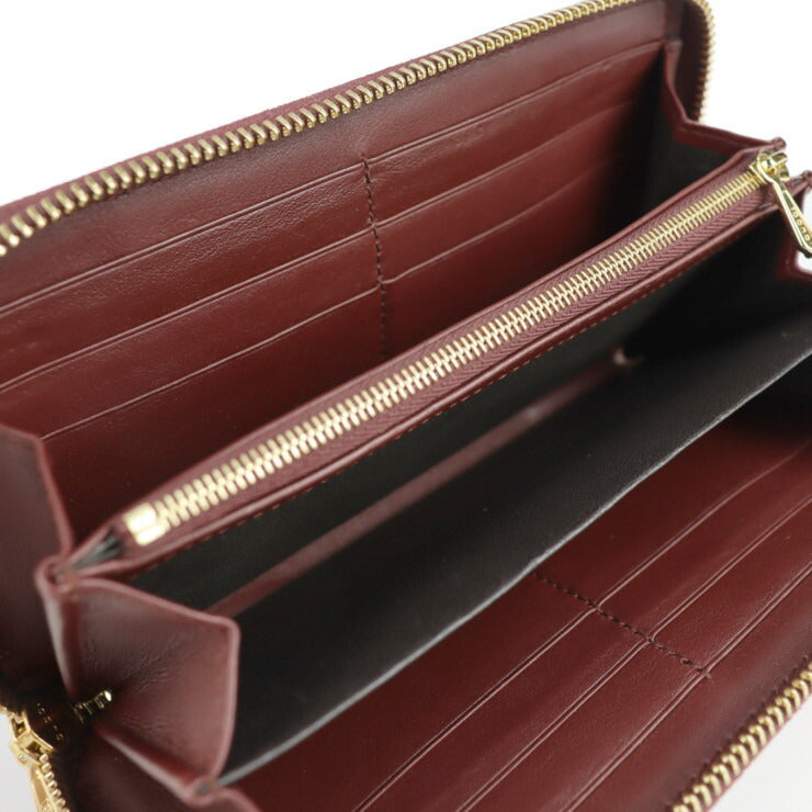 超美品 GUCCI グッチ ズゥミ 長財布 570661 リザード ボルドー レッド系 ロングウォレット ラウンドファスナー ジップアラウンド シルバー ゴールド金具