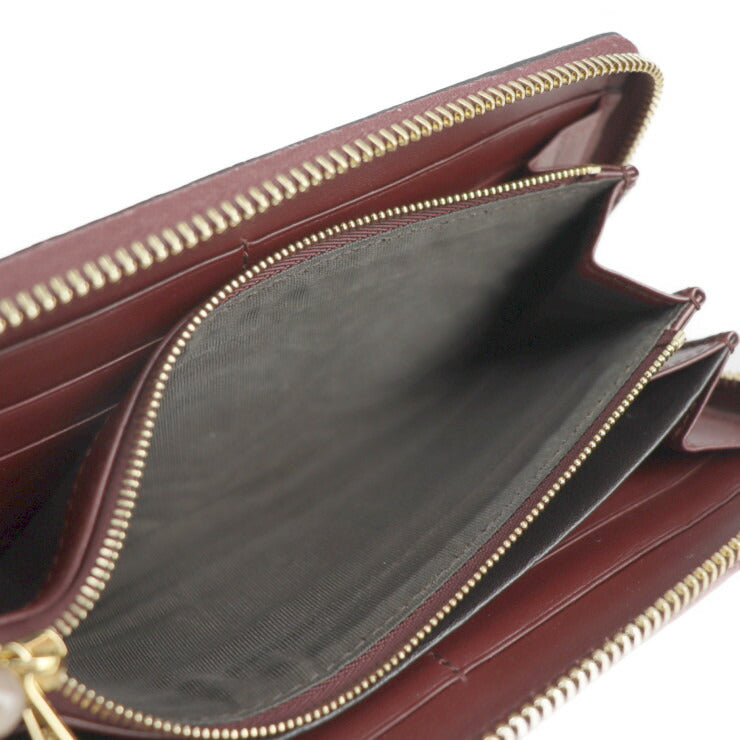 超美品 GUCCI グッチ ズゥミ 長財布 570661 リザード ボルドー レッド系 ロングウォレット ラウンドファスナー ジップアラウンド シルバー ゴールド金具