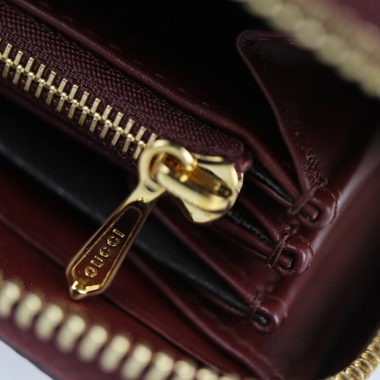 超美品 GUCCI グッチ ズゥミ 長財布 570661 リザード ボルドー レッド系 ロングウォレット ラウンドファスナー ジップアラウンド シルバー ゴールド金具