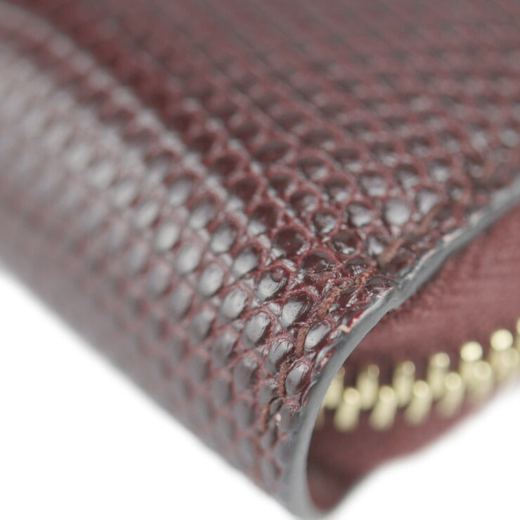 超美品 GUCCI グッチ ズゥミ 長財布 570661 リザード ボルドー レッド系 ロングウォレット ラウンドファスナー ジップアラウンド シルバー ゴールド金具
