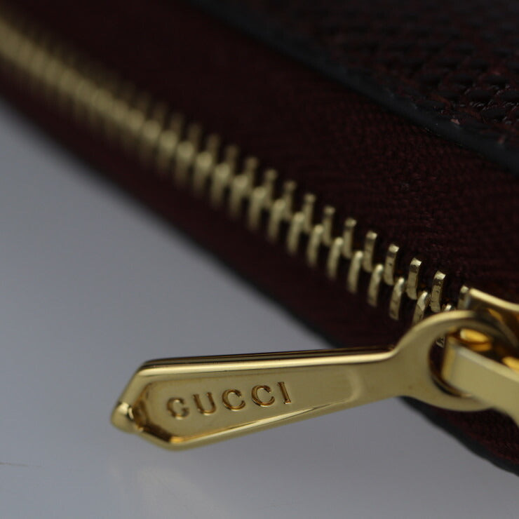 超美品 GUCCI グッチ ズゥミ 長財布 570661 リザード ボルドー レッド系 ロングウォレット ラウンドファスナー ジップアラウンド シルバー ゴールド金具