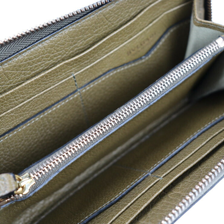 美品 BVLGARI ブルガリ ビーゼロワン 長財布 33775 キャンバス レザー ブラウン カーキ ゴールド金具 ラウンドファスナー