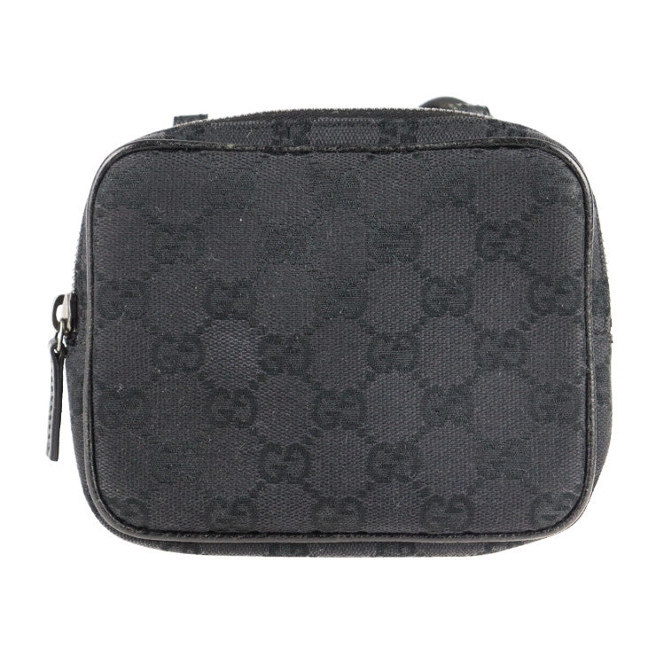 美品 GUCCI グッチ GGキャンバス ショルダーバッグ 120975 キャンバス レザー ブラック ポシェット