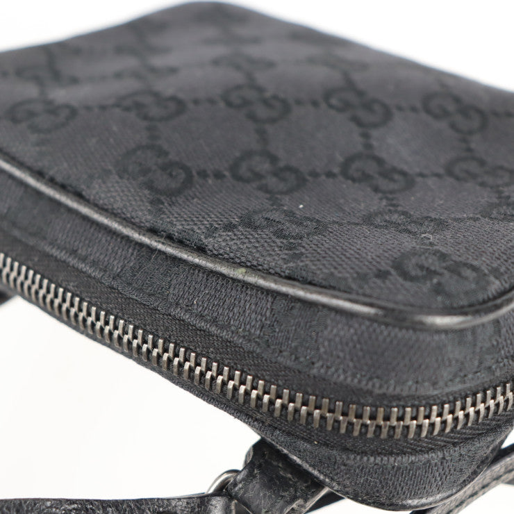 美品 GUCCI グッチ GGキャンバス ショルダーバッグ 120975 キャンバス レザー ブラック ポシェット