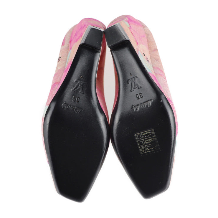美品 LOUIS VUITTON ルイ ヴィトン パンプス ＃35 キャンバス ピンク マルチカラー フラワー 花柄 ウェッジソール 参考サイズ22.5cm
