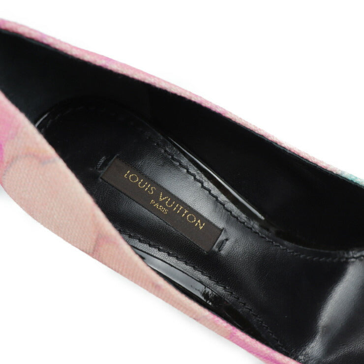 美品 LOUIS VUITTON ルイ ヴィトン パンプス ＃35 キャンバス ピンク マルチカラー フラワー 花柄 ウェッジソール 参考サイズ22.5cm
