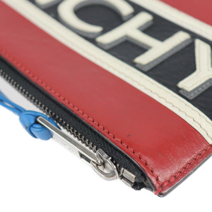 GIVENCHY ジバンシィ ポーチ セカンドバッグ レザー レッド ブラック ホワイト シルバー金具 クラッチバッグ ロゴ