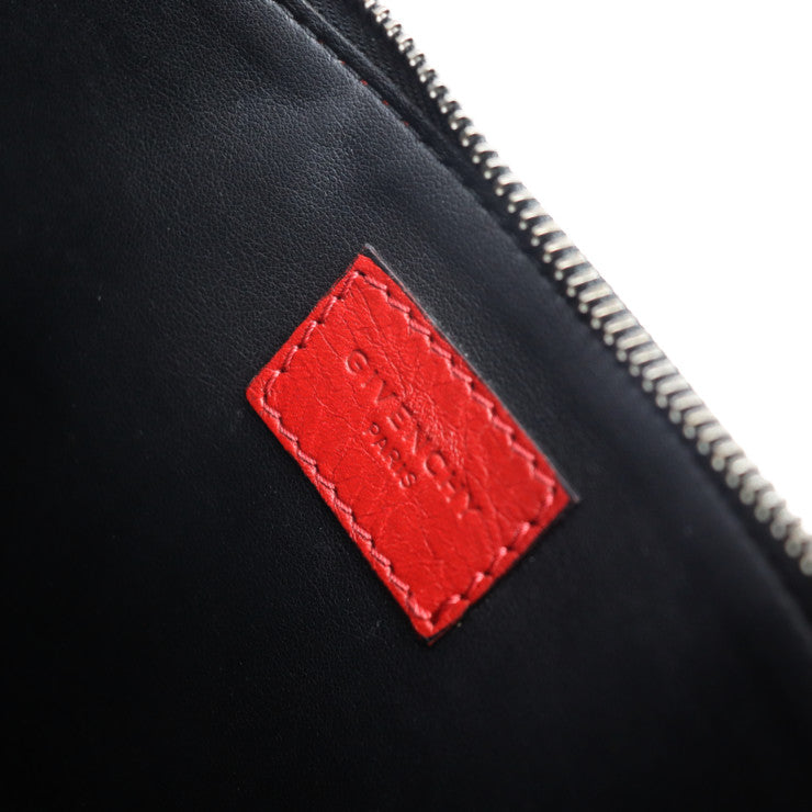GIVENCHY ジバンシィ ポーチ セカンドバッグ レザー レッド ブラック ホワイト シルバー金具 クラッチバッグ ロゴ
