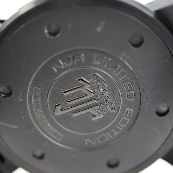 美品 Gaga Milano ガガミラノ ネイマールモデル マニュアーレ48 MANUALE 48MM 腕時計 8012.NJ.01 ステンレススチール ラバー ブラック 黒文字盤 クォーツ 世界限定500本