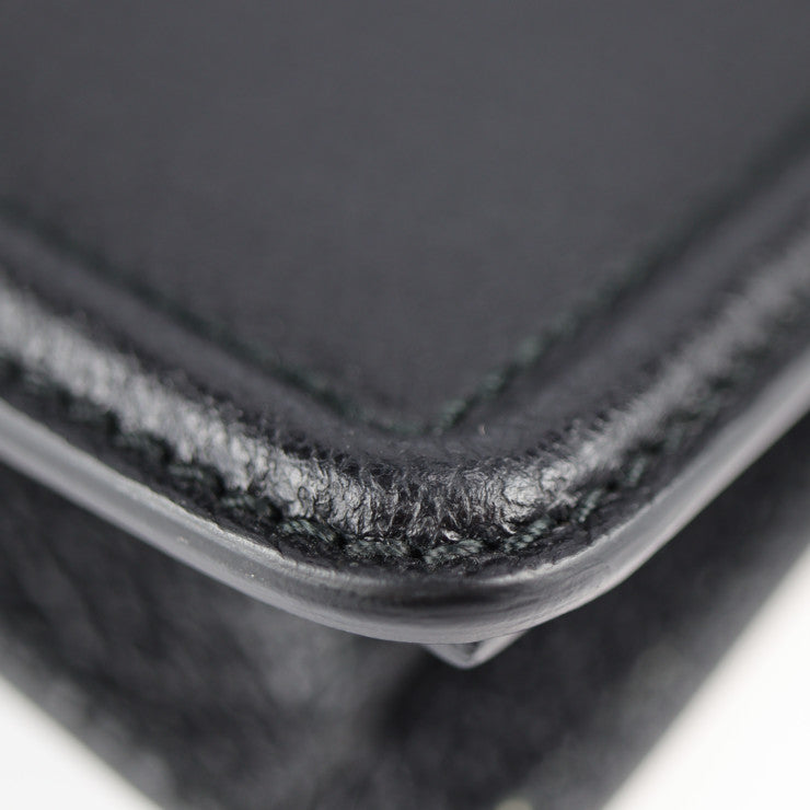 超美品 GUCCI グッチ キャットヘッド ビジネスバッグ 495655 レザー ブラック ゴールド金具 クラッチバッグ ハンドバッグ