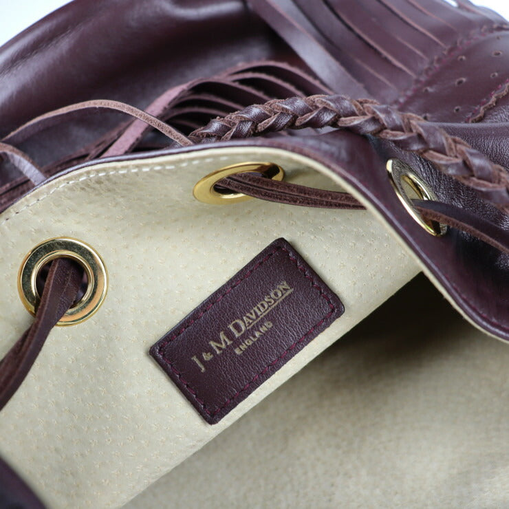 美品 J&M Davidson ジェイアンドエムデヴィッドソン カーニバルM ショルダーバッグ - レザー ブラウン ゴールド金具 フリンジ 巾着