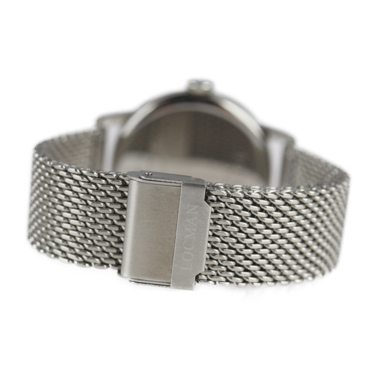 美品 LOCMAN ロックマン クォーツ 腕時計 腕時計 0251V02 ステンレススチール シルバー ブルー文字盤 2針