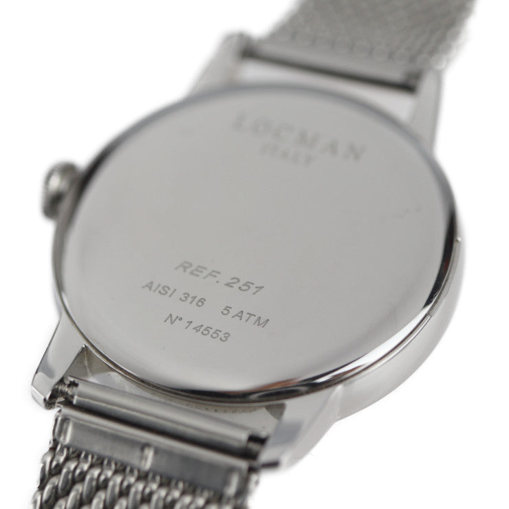 美品 LOCMAN ロックマン クォーツ 腕時計 腕時計 0251V02 ステンレススチール シルバー ブルー文字盤 2針