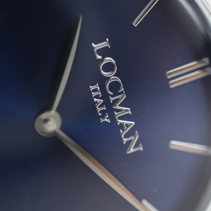 美品 LOCMAN ロックマン クォーツ 腕時計 腕時計 0251V02 ステンレススチール シルバー ブルー文字盤 2針