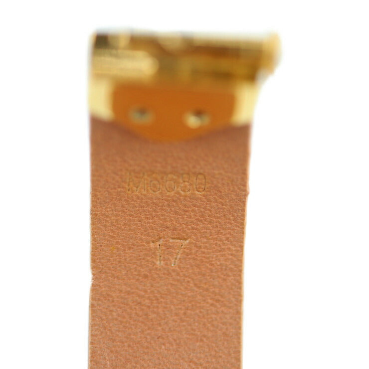 美品 LOUIS VUITTON ルイ ヴィトン ブラスレ スピリット ブレスレット M6680F 表記サイズ 17 レザー メタル ベージュ系 ゴールド金具 ビトン