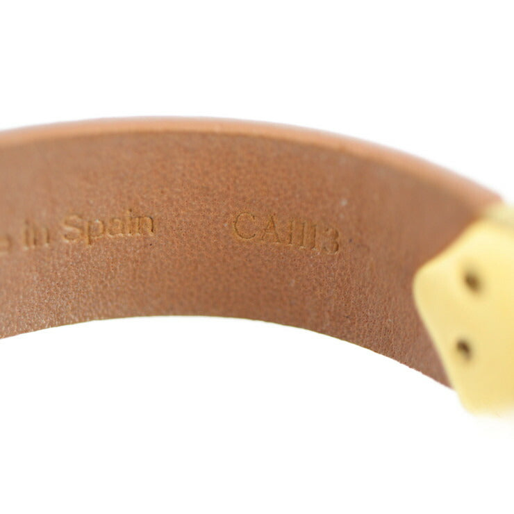 美品 LOUIS VUITTON ルイ ヴィトン ブラスレ スピリット ブレスレット M6680F 表記サイズ 17 レザー メタル ベージュ系 ゴールド金具 ビトン