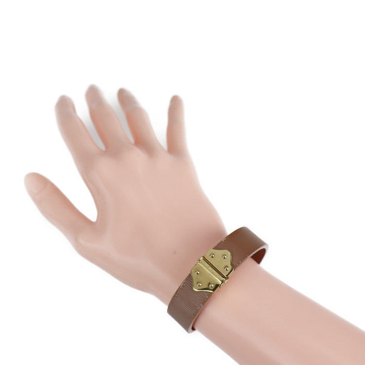 美品 LOUIS VUITTON ルイ ヴィトン ブラスレ スピリット ブレスレット M6680F 表記サイズ 17 レザー メタル ベージュ系 ゴールド金具 ビトン
