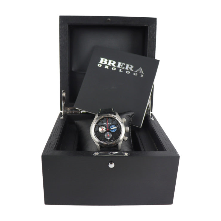 BRERA OROLOGI ブレラオロロジ エテルノ クロノ2 腕時計 BRET3C4301 ステンレススチール レザー シルバー ブラック 黒文字盤 クロノグラフ
