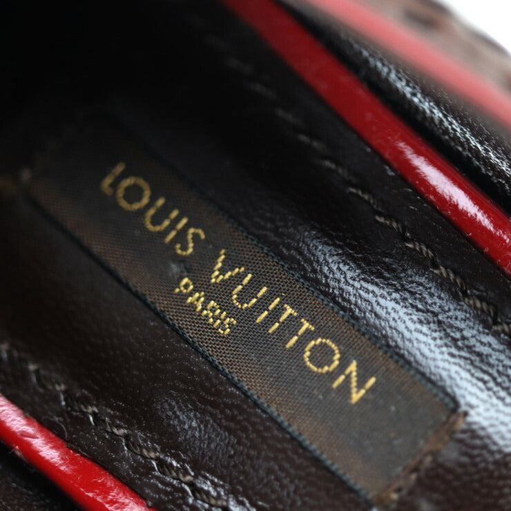 LOUIS VUITTON ルイ ヴィトン パンプス パンプス ＃34 1/2 レザー ブラウン ウィングチップ スクエアトゥ ピンヒール ハイヒール 参考サイズ22cm